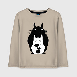 Лонгслив хлопковый детский Тоторо, цвет: миндальный