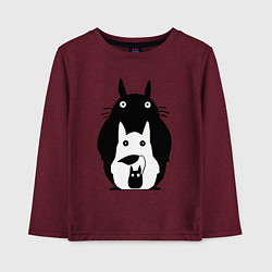 Лонгслив хлопковый детский Тоторо, цвет: меланж-бордовый