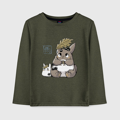 Детский лонгслив Тоторо / Меланж-хаки – фото 1