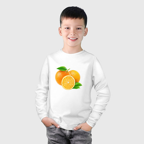 Детский лонгслив Апельсины / Белый – фото 3