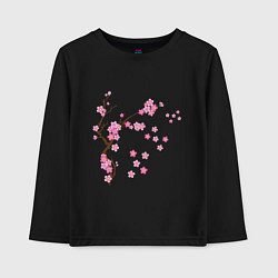 Лонгслив хлопковый детский Розовая сакура, цвет: черный