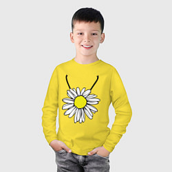 Лонгслив хлопковый детский Подвеска-ромашка, цвет: желтый — фото 2