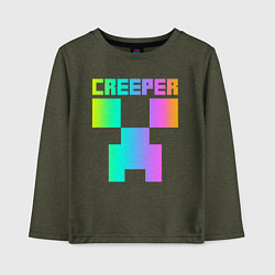 Лонгслив хлопковый детский MINECRAFT CREEPER, цвет: меланж-хаки