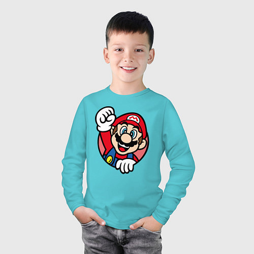 Детский лонгслив Mario / Бирюзовый – фото 3