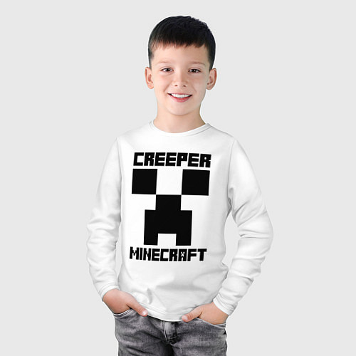 Детский лонгслив MINECRAFT CREEPER / Белый – фото 3