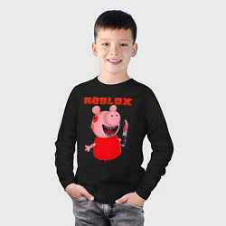 Лонгслив хлопковый детский Свинка Пигги, цвет: черный — фото 2