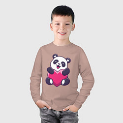 Лонгслив хлопковый детский Панда love, цвет: пыльно-розовый — фото 2