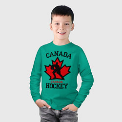 Лонгслив хлопковый детский Canada Hockey, цвет: зеленый — фото 2