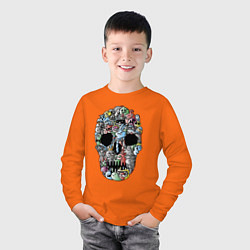 Лонгслив хлопковый детский Tosh Cool skull, цвет: оранжевый — фото 2