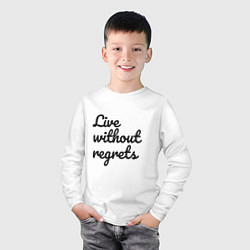 Лонгслив хлопковый детский Live without regrets, цвет: белый — фото 2