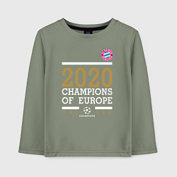 Лонгслив хлопковый детский FC Bayern Munchen Champions of Europe 2020, цвет: авокадо
