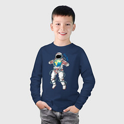 Лонгслив хлопковый детский Elon Musk, цвет: тёмно-синий — фото 2