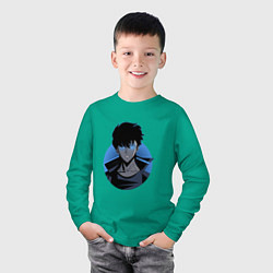 Лонгслив хлопковый детский Sung Jin-Woo, цвет: зеленый — фото 2