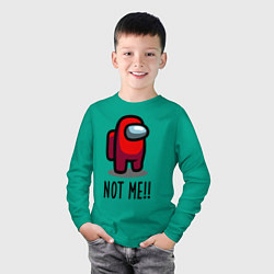 Лонгслив хлопковый детский Among Us, Not Me!, цвет: зеленый — фото 2