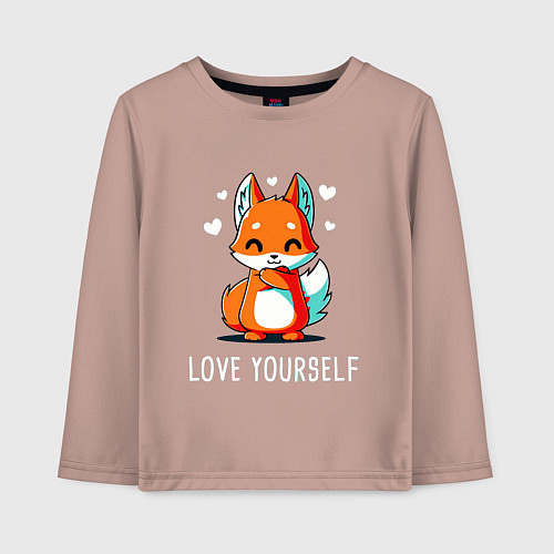 Детский лонгслив ЛЮБИ СЕБЯ Love yourself / Пыльно-розовый – фото 1