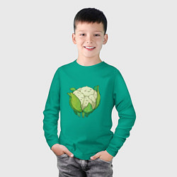 Лонгслив хлопковый детский Милая капуста, цвет: зеленый — фото 2