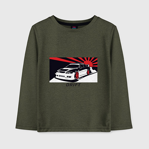 Детский лонгслив Дрифт / Меланж-хаки – фото 1