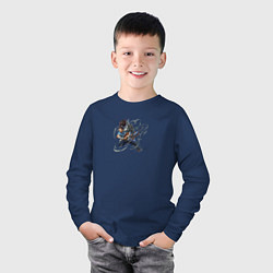 Лонгслив хлопковый детский Ясуо, цвет: тёмно-синий — фото 2