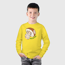 Лонгслив хлопковый детский Гриб Красавчик, цвет: желтый — фото 2