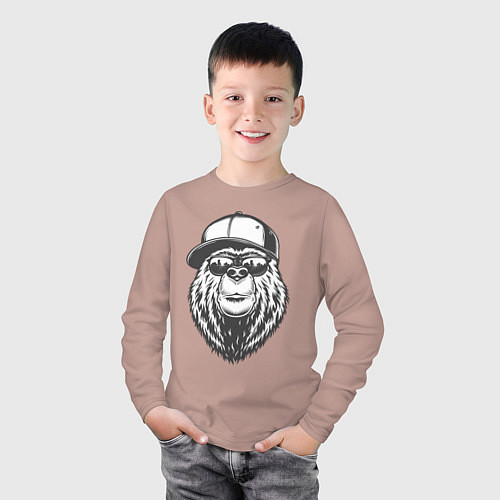 Детский лонгслив Медведь / Пыльно-розовый – фото 3