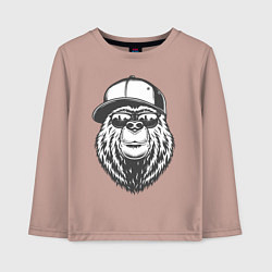 Лонгслив хлопковый детский Медведь, цвет: пыльно-розовый