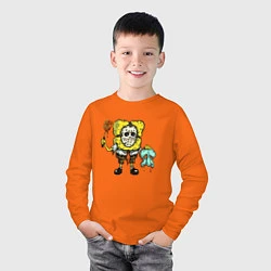 Лонгслив хлопковый детский Губка Боб МАНЬЯК, цвет: оранжевый — фото 2