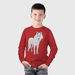 Лонгслив хлопковый детский Белый волк, цвет: красный — фото 2