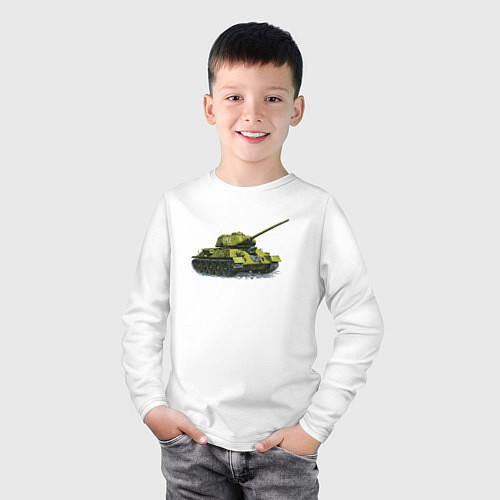 Детский лонгслив Т-34 / Белый – фото 3