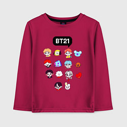 Лонгслив хлопковый детский BTS BT21, цвет: маджента