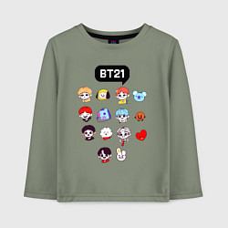 Лонгслив хлопковый детский BTS BT21, цвет: авокадо