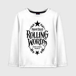 Лонгслив хлопковый детский Snoop Dogg: Rolling Words, цвет: белый