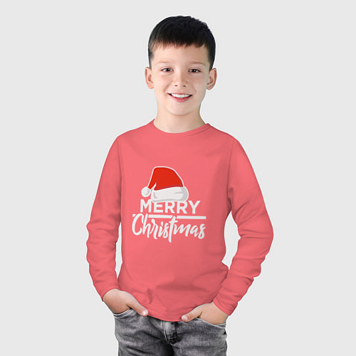 Детский лонгслив Merry Christmas / Коралловый – фото 3