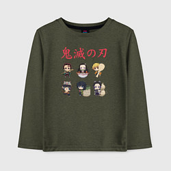 Лонгслив хлопковый детский Клинок рассекающий демонов, цвет: меланж-хаки