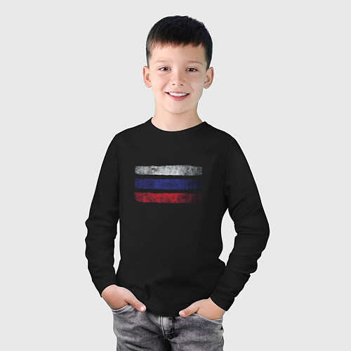 Детский лонгслив Флаг России / Черный – фото 3