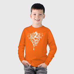 Лонгслив хлопковый детский Дракон пышет огнём белый, цвет: оранжевый — фото 2