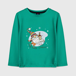 Лонгслив хлопковый детский Рождественский гном, цвет: зеленый