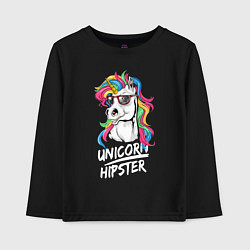 Лонгслив хлопковый детский Unicorn hipster, цвет: черный