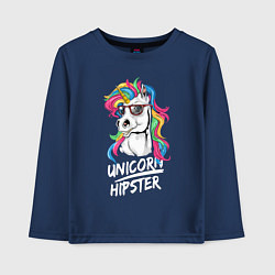 Лонгслив хлопковый детский Unicorn hipster, цвет: тёмно-синий