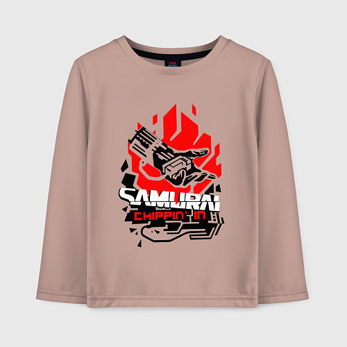 Детский лонгслив CYBERPUNK 2077 SAMURAI / Пыльно-розовый – фото 1