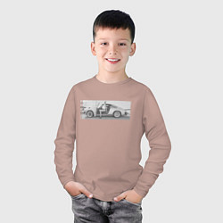 Лонгслив хлопковый детский Porshe, цвет: пыльно-розовый — фото 2
