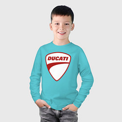 Лонгслив хлопковый детский Ducati Logo Дукати Лого Z, цвет: бирюзовый — фото 2