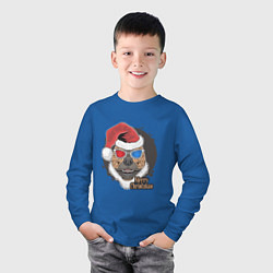 Лонгслив хлопковый детский Christmas Dog, цвет: синий — фото 2