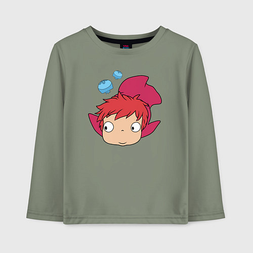 Детский лонгслив Рыбка Поньо на утесе / Авокадо – фото 1
