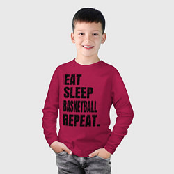 Лонгслив хлопковый детский EAT SLEEP BASKETBALL REPEAT, цвет: маджента — фото 2