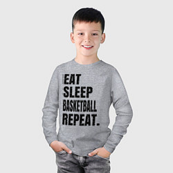 Лонгслив хлопковый детский EAT SLEEP BASKETBALL REPEAT, цвет: меланж — фото 2