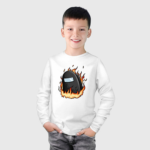 Детский лонгслив Among Us fire / Белый – фото 3