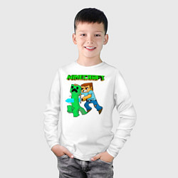 Лонгслив хлопковый детский Minecraft, цвет: белый — фото 2