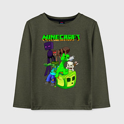 Лонгслив хлопковый детский Minecraft, цвет: меланж-хаки