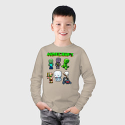 Лонгслив хлопковый детский Minecraft, цвет: миндальный — фото 2