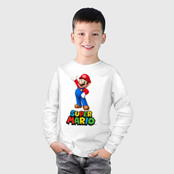 Лонгслив хлопковый детский Super Mario, цвет: белый — фото 2